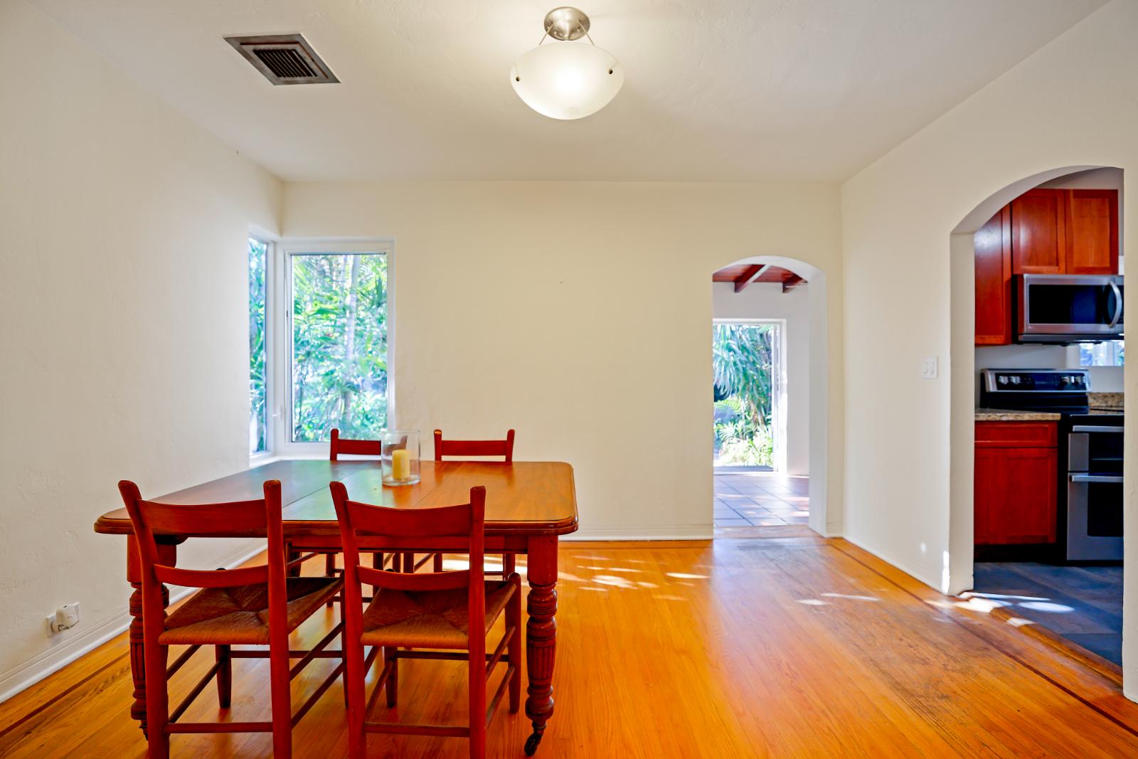 Dining room perspective showing the connection to the main living spaces